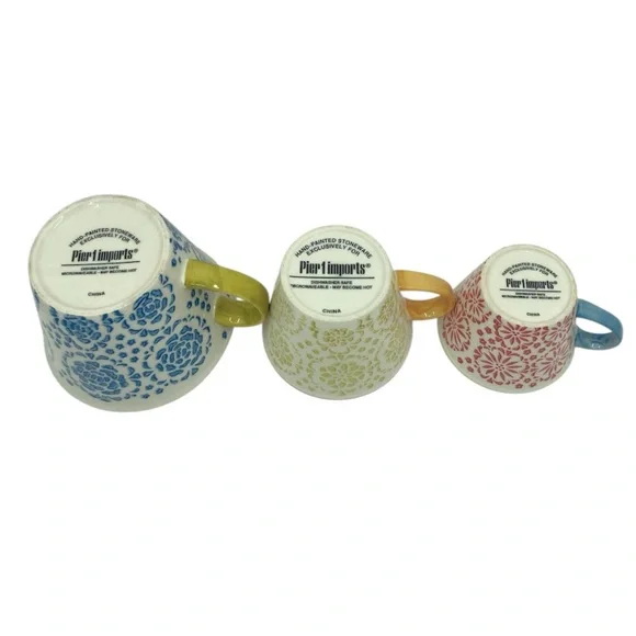 Pier 1 Imports Mandala Stoneware Hand Painted Bohemian Style Measuring Cups - Picture 4 of 4